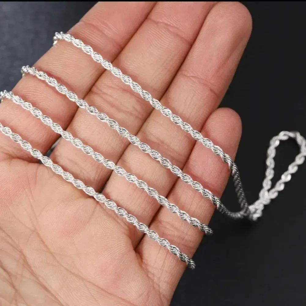 925 silver twist unisex necklace